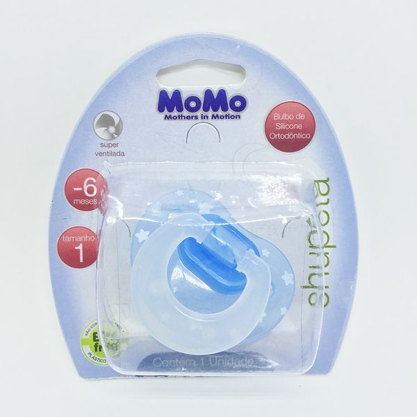 Chupeta Momo Silicone Ortodôntico Azul 0 - 6 meses Tam 1