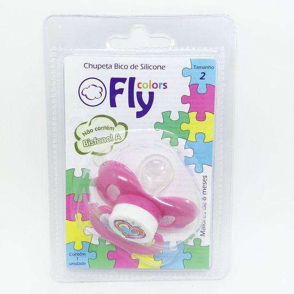 Chupeta Fly Colors Silicone Ortodôntico Cores Sortidas + 6 meses Tamanho 2
