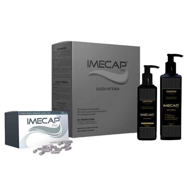 Kit Imecap Hair Queda Intensa Shampoo + Loção + 30 cápsulas