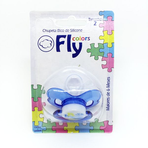 Chupeta Bico de Silicone Fly Colors Ortodôntica Tam 2 Maior 6 meses Cores Sortidas