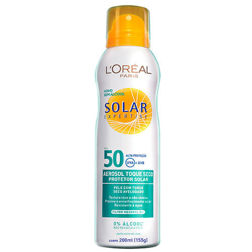 Protetor Solar Aerosol Loreal Paris Toque Seco FPS 50 200ml