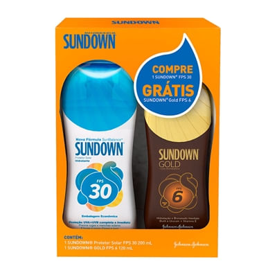 Kit Protetor Solar Sundown FPS 30 200ml + Loção Bronzeadora Sundown Gold Fps 6 120ml
