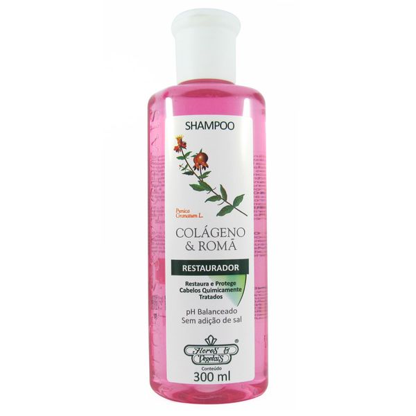 Shampoo Flores e Vegetais Colágeno e Roma Restaurador 300ml