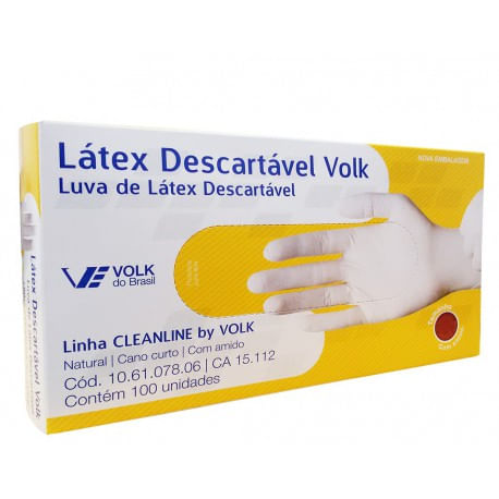 LUVA LATEX VOLK C/ AMIDO C/100