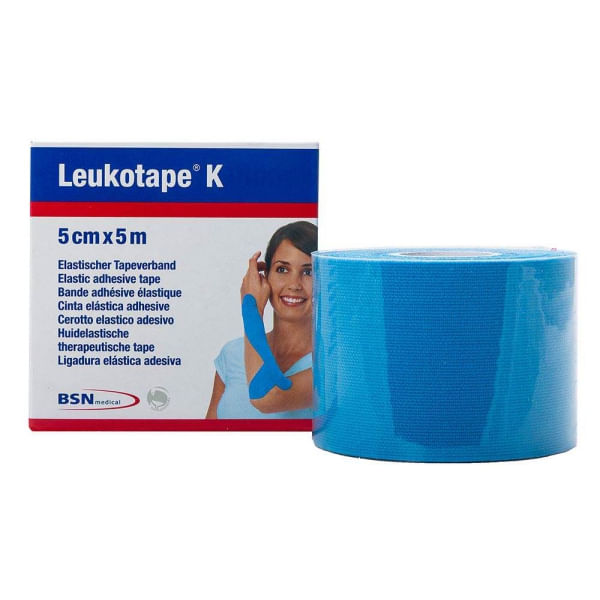 Fita de Kinésio Bandagem Adesiva Leukotape K Azul 5cmx5m