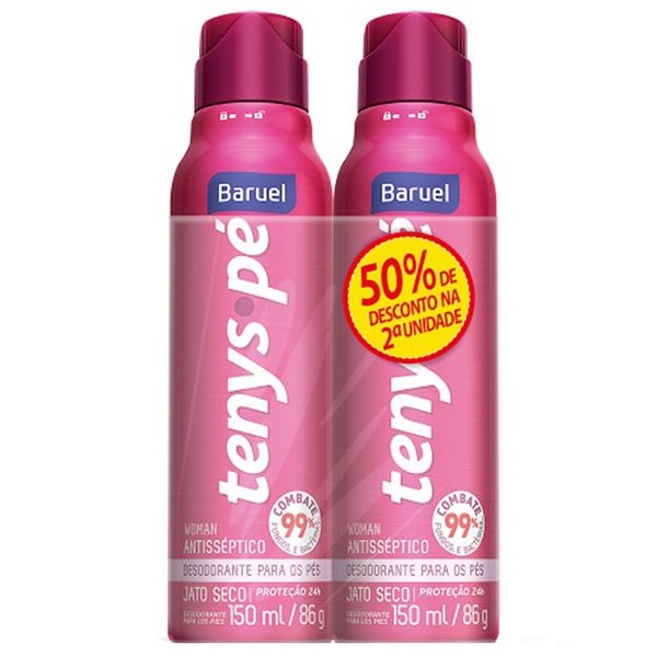 Kit Desodorante para os Pés Jato Seco Tenys Pé Woman 150ml Ganhe 50% de Desconto na Segunda Unidade