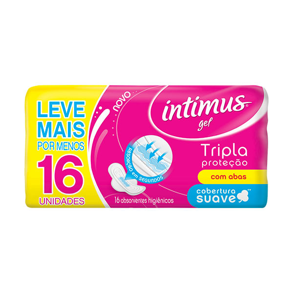 Absorvente com Abas Intimus Gel c/ 16 Tri Protect Suave