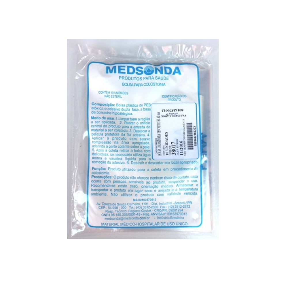 BOLSA DE COLOSTOMIA 50MM C/10 UNIDDS