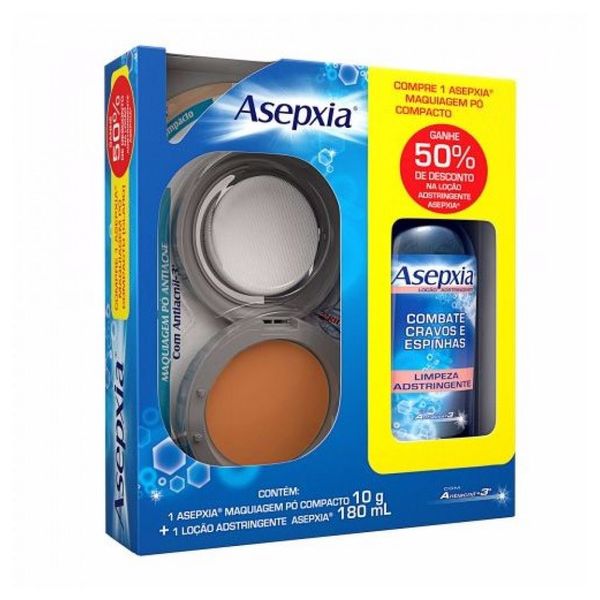 Kit Asepxia Pó Compacto Antiacne Natural 10g + Ganhe 50% de Desconto Loção Adstringente 180ml