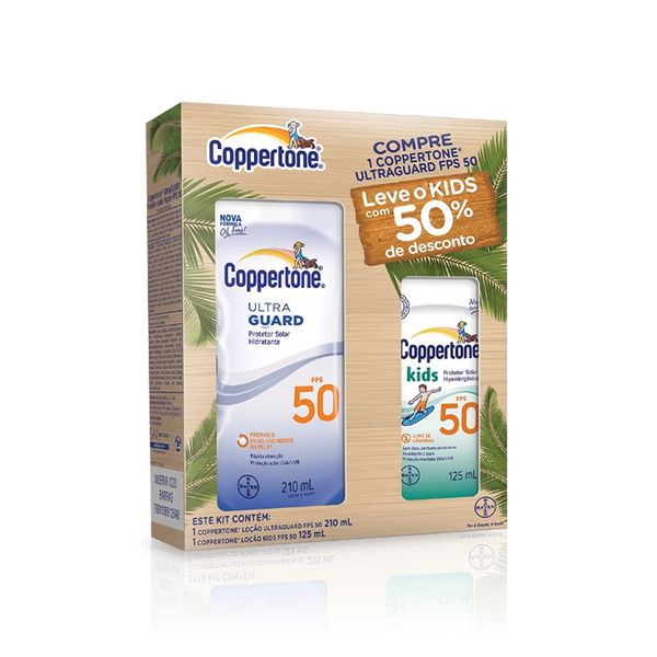 Kit Protetor Solar Coppertone Ultra Guard FPS50 210ml + 50% de Desconto no Coppertone Kid FPS50 125ml