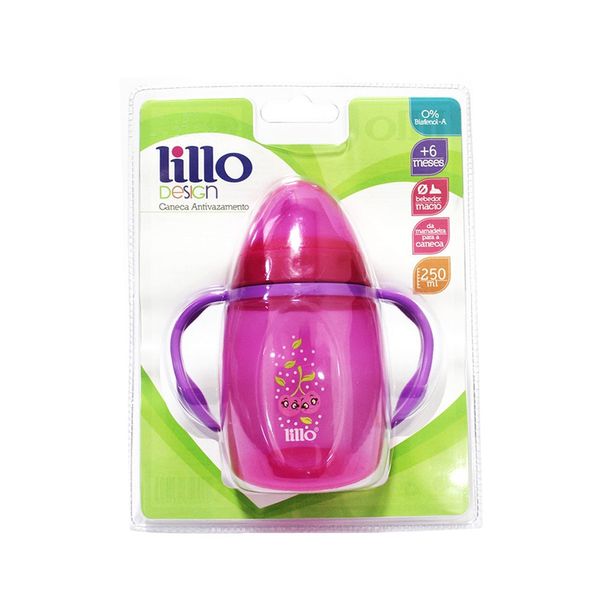 Caneca Infantil Lillo Design Antivazamento +6 Meses Rosa 250ml