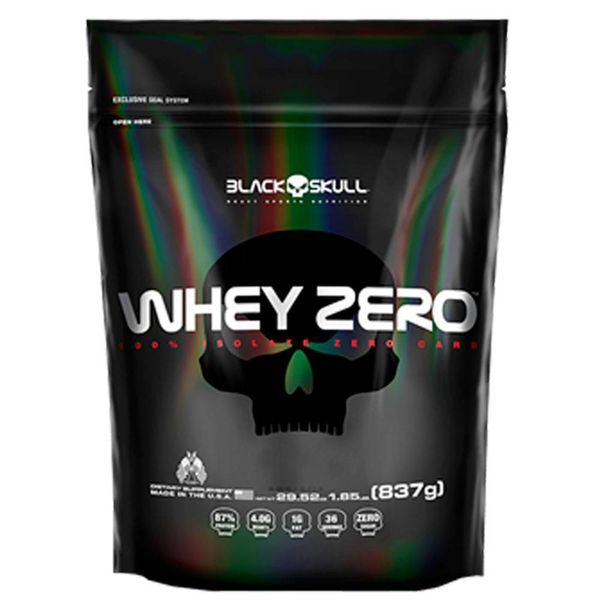 Whey Zero Black Skull 100% Isolado Refil Sabor Chocolate 837g