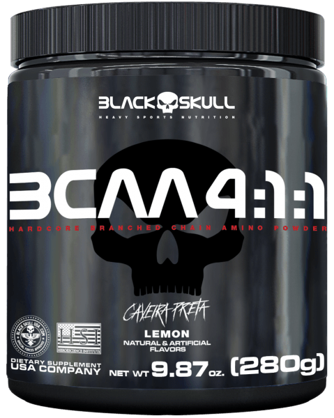 BCAA Em Pó Black Skull Caveira Preta Sabor Limão 280g