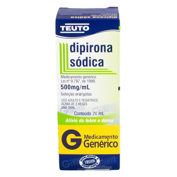 Dipirona Sódica 500mg/ml Gotas 20ml Genérico Teuto