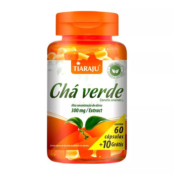 Chá Verde Tiaraju 300mg 60 Cápsulas + Grátis 10 Cápsulas