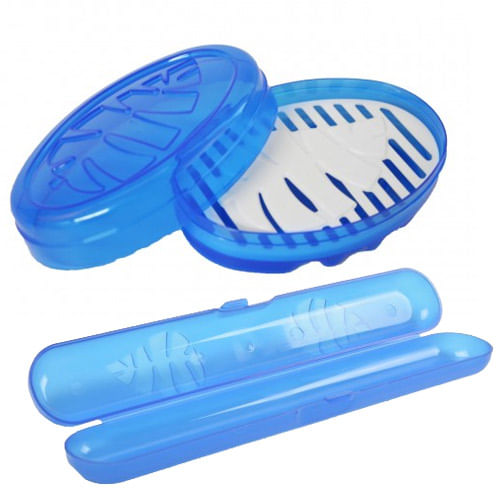 Kit Saboneteira e Porta Escova Marilú Folhas Cores Sortidas