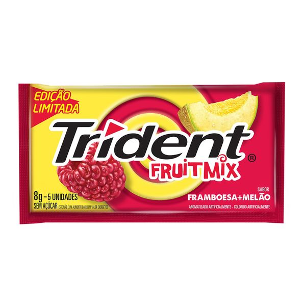 Chiclete Trident Fruit Mix Framboesa e Melão 8g 5 Unidades Edição Limitada