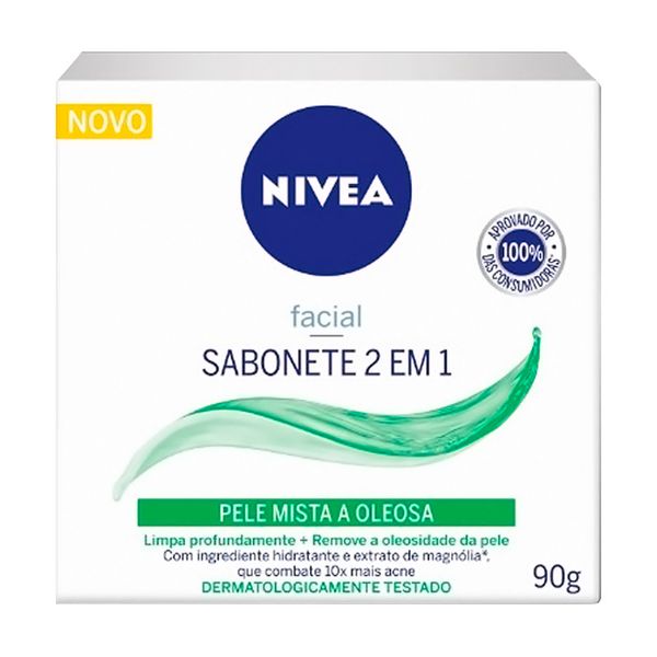 Sabonete Facial Nivea 2 em 1 Pele Mista a Oleosa 90g