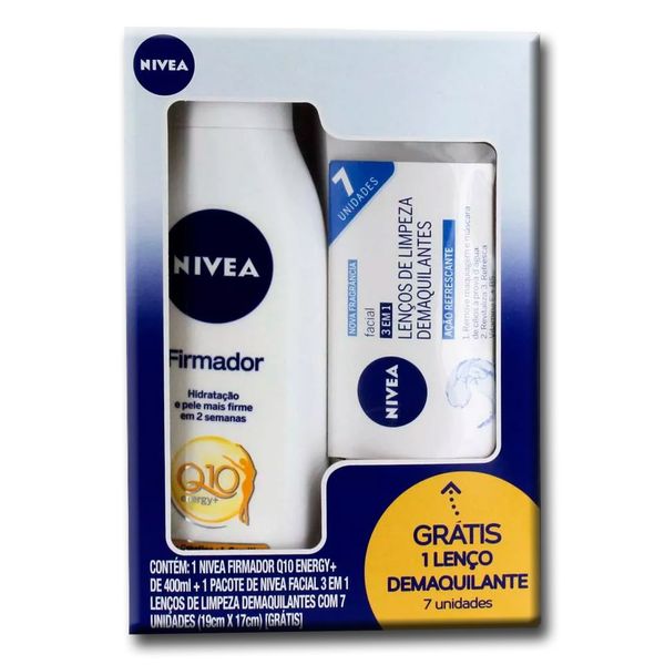 Kit Hidratante Nivea Firmador Q10 400ml + Grátis 7 Lenços Demaquilante