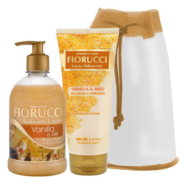 Kit Sabonete Líquido + Loção Hidratante Fiorucci Vanilla e Milk