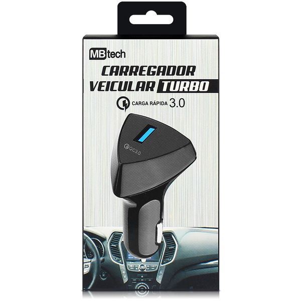 Carregador Veicular MB Tech Saída USB 3.0 Turbo