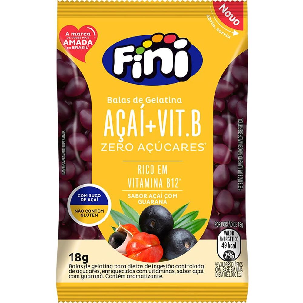 Bala De Gelatina Fini Acai + Vitamina B 18g - Farma 22