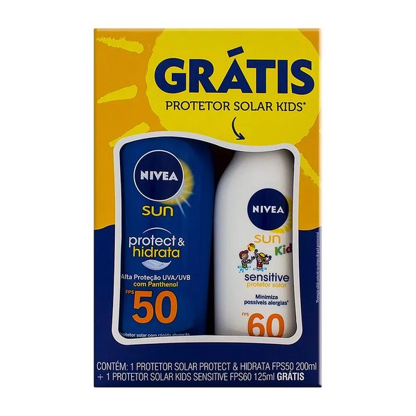 Protetor Solar Nivea Sun Protect & Hidrata FPS 50 Loção 200ml + Grátis Protetor Solar Kids FPS 60 125ml