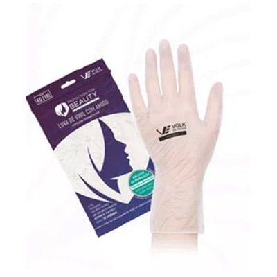 Luva de Vinil com Amido Descartável Protection For Beauty Tamanho P 10 Unidades