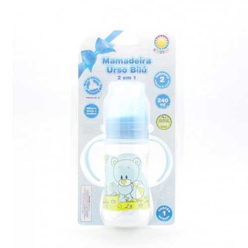 Mamadeira Kitstar Urso Bilú 2 em 1 Tamanho 2 para Maiores de 6 Meses 240ml Cores Sortidas