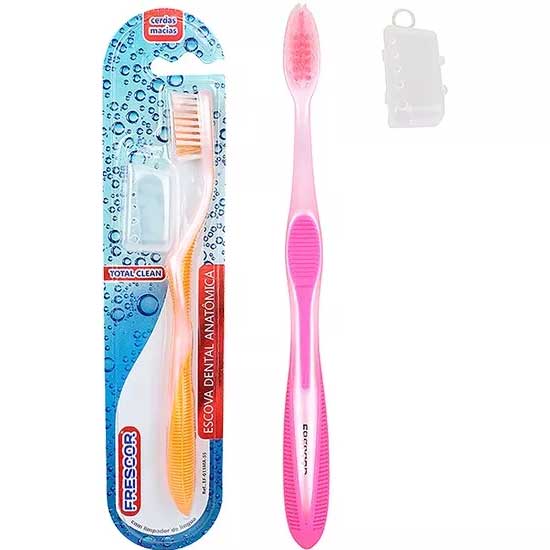 Escova Dental Frescor Total Clean Anatômica Macia Com Protetor de Cerda Cores Sortidas