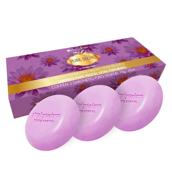 Kit Sabonete em Barra Phytoderm Pure Secret 3 Unidades