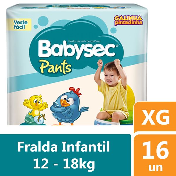 Fralda Babysec Pants Galinha Pintadinha XG/XXG 16 unidades