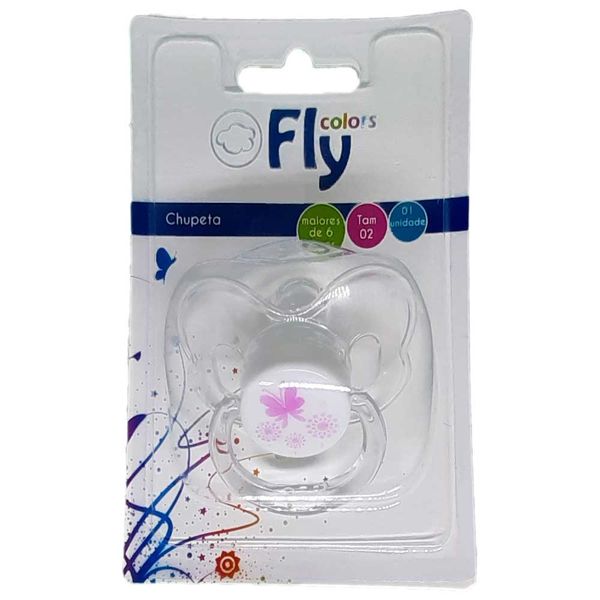 Chupeta Fly Colors Bico de Silicone Redondo Tamanho 2 Borb Cores Sortidas