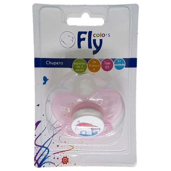 Chupeta Fly Colors Bico de Silicone Ortodôntica Tamanho 2 Soft Cores Sortidas