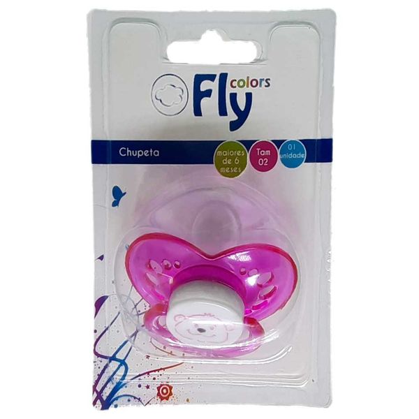 Chupeta Fly Colors Bico de Silicone Ortodôntica Tamanho 2 Soft Cores Sortidas