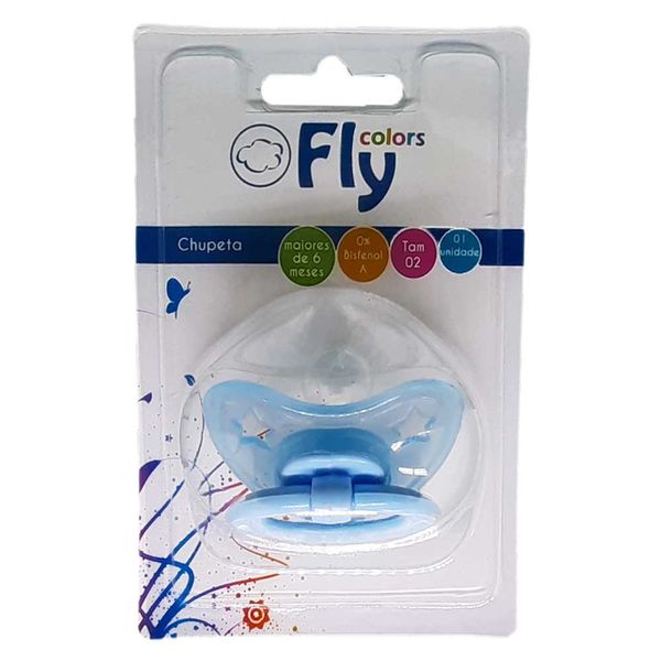 Chupeta Fly Colors Bico de Silicone Redondo Tamanho 2 Estrela Cores Sortidas