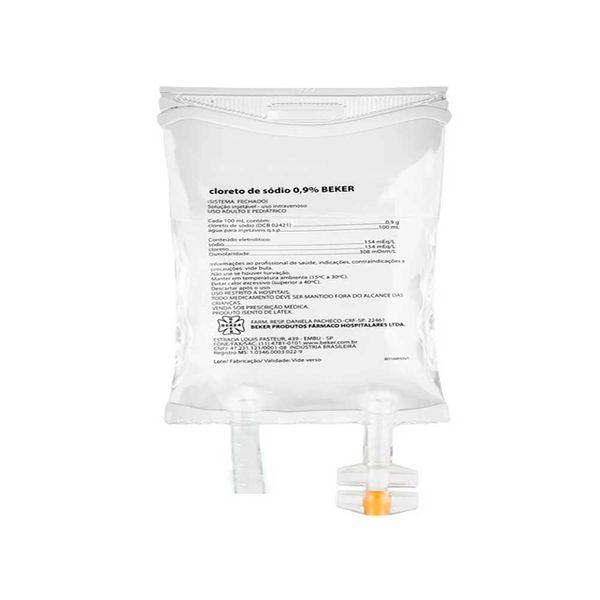 Soro Fisiológico Cloreto de Sódio 0,9% Beker Bolsa 250ml