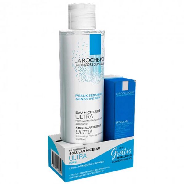 Solução Micelar La Roche Posay Ultra 200ml + Grátis Effaclar Gel Concentrado de Limpeza Facial 10g