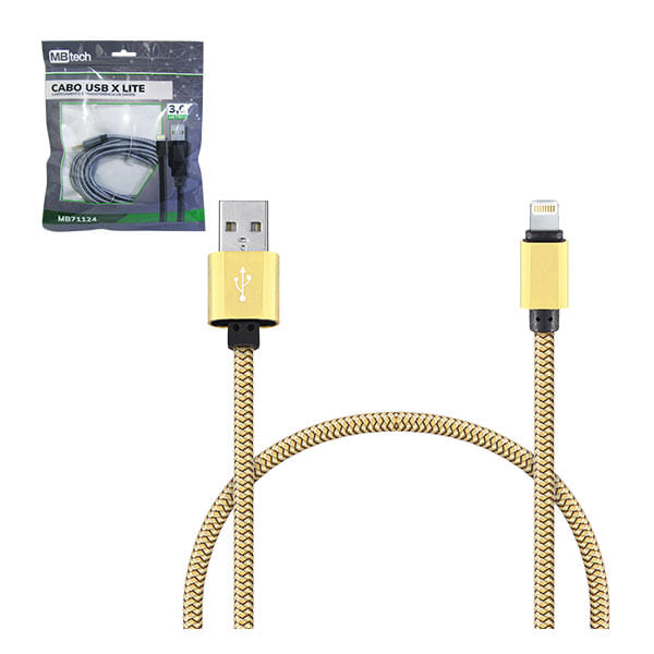 Cabo para Celular MB Tech USB X Ip4/5/6/7/8/x 3m 1 Unidade Cores Sortidas