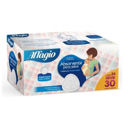 Absorvente para Seios Affagio Suave Pague 24 Leve 30 Unidades