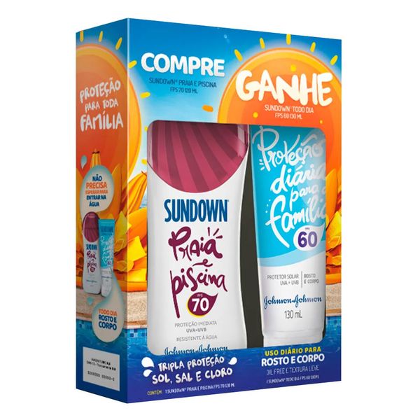 Kit Protetor Solar Sundown Praia e Piscina FPS 70 120ml + Grátis Sundown Todo Dia FPS 60 130ml