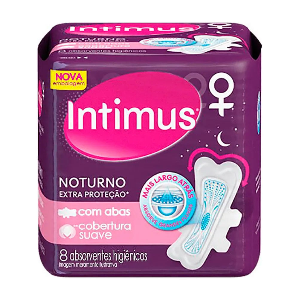 Absorvente Intimus Noturno Extra Protecao Cobertura Suave com Abas 8