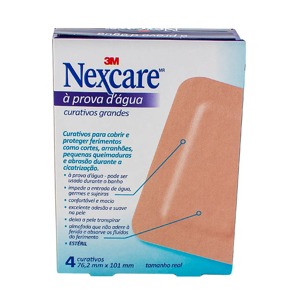 Curativo Nexcare A Prova D'Agua Tamanho Grande 4 Unidades - Farma 22