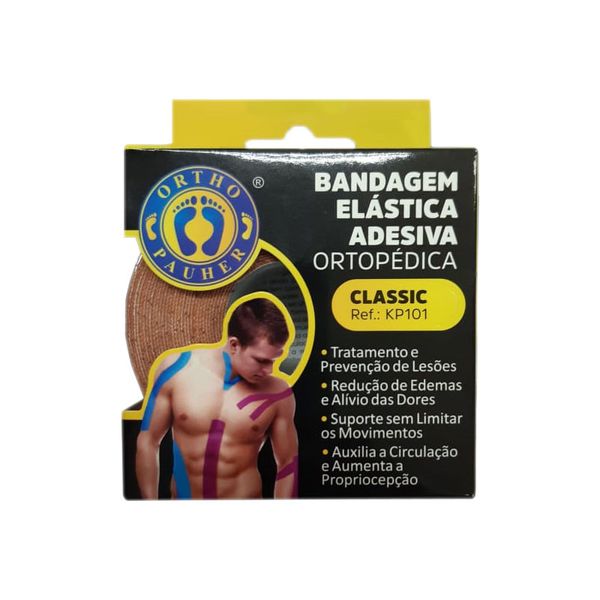 Fita de Kinésio Bandagem Elástica Adesiva Ortho Pauher Classic Cor Bege