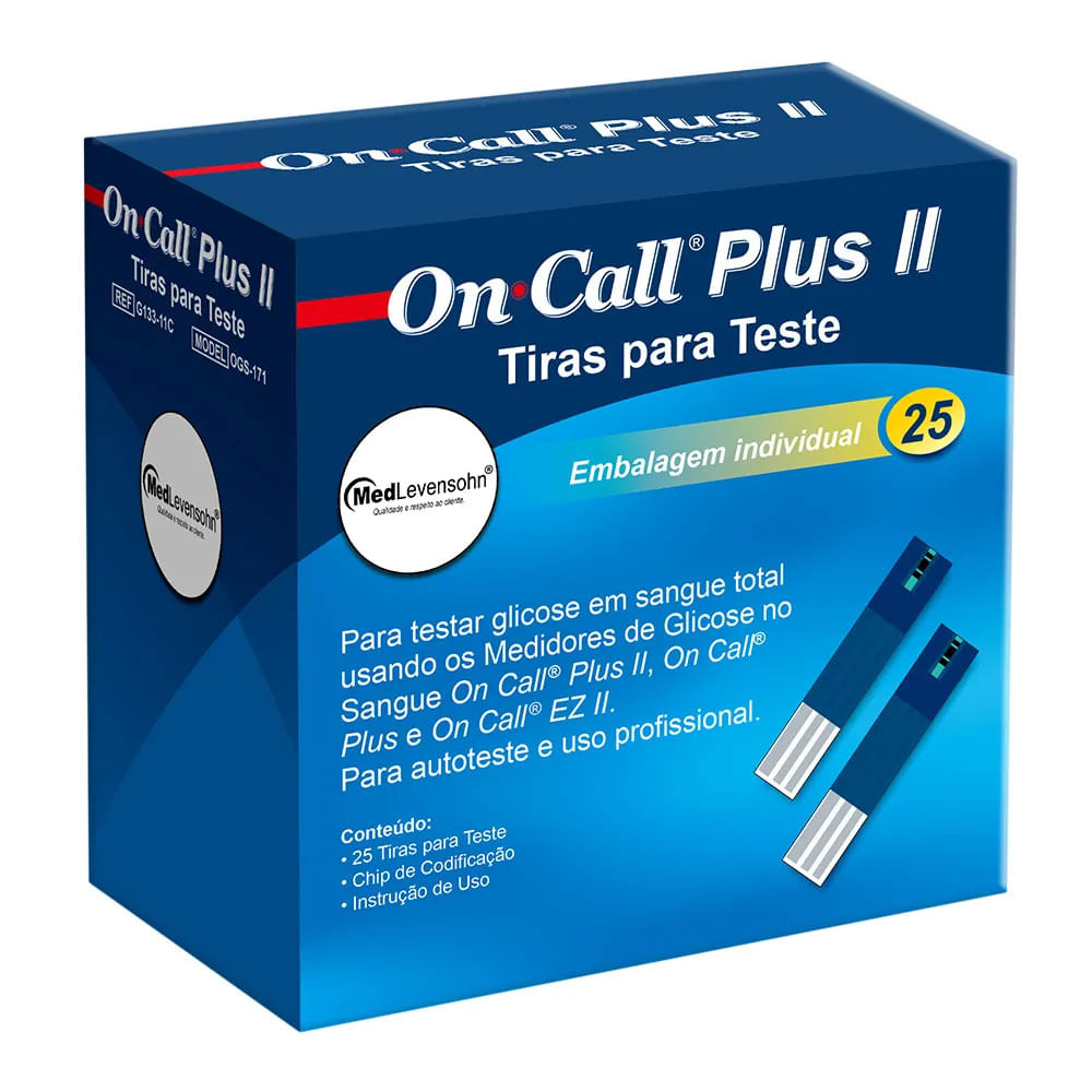 Tiras para Teste de Glicemia On Call Plus II 25 Unidades - Farma 22