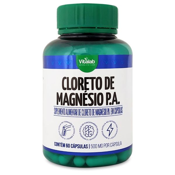 Cloreto de Magnésio PA 500mg Vitalab 60 Cápsulas