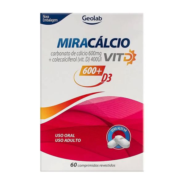 Miracálcio Vit D 600mg + 400UI 60 comprimidos revestidos