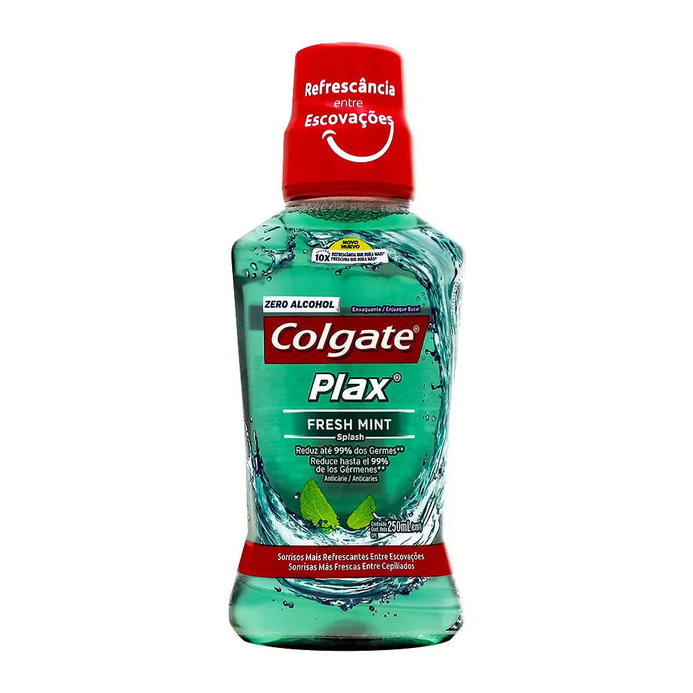 Enxaguante Bucal Colgate Plax Fresh Mint com Fluor sem Alcool 250ml ...