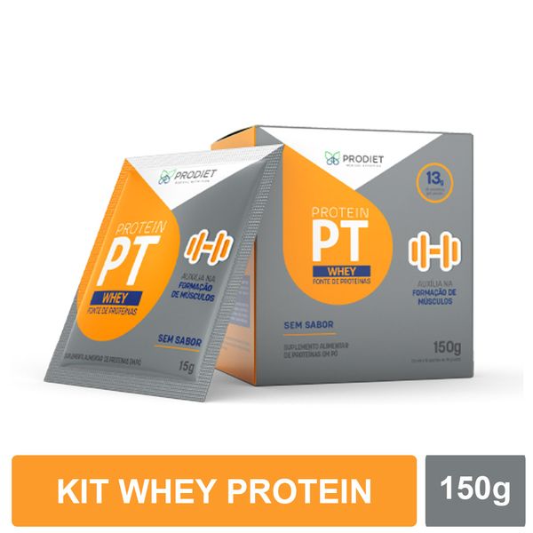 Kit Whey Protein ProteinPT Whey Prodiet Sem Sabor 10 sachês ou 150g