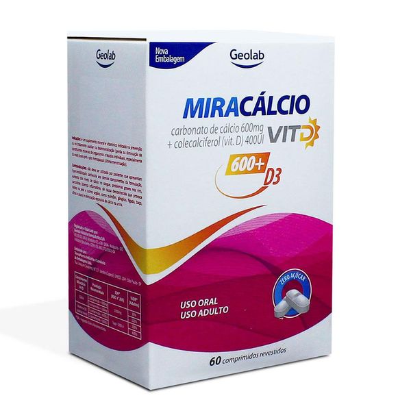 Miracálcio Vit D 600mg + 400UI 60 comprimidos
